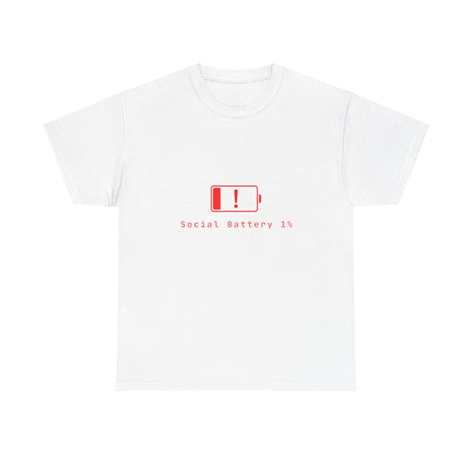 Introvert Social Battery T-Shirt — Funny "Low Battery" Minimalist Tee
