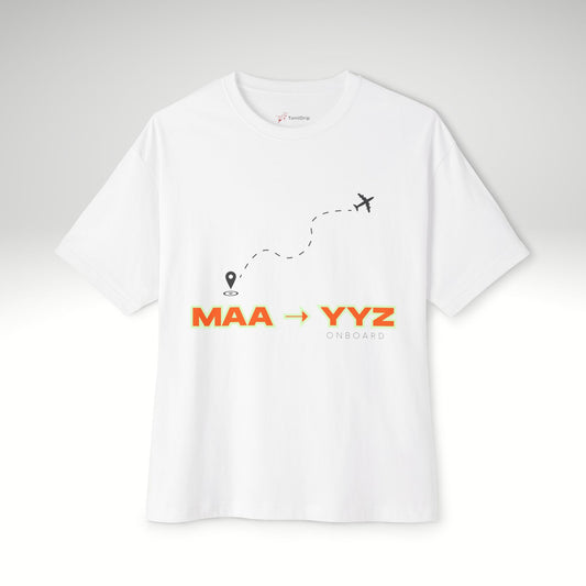 MAA ➝ YYZ Oversized T-Shirt – Chennai to Toronto Airport Code Tee | Tamil Canadian Diaspora Shirt