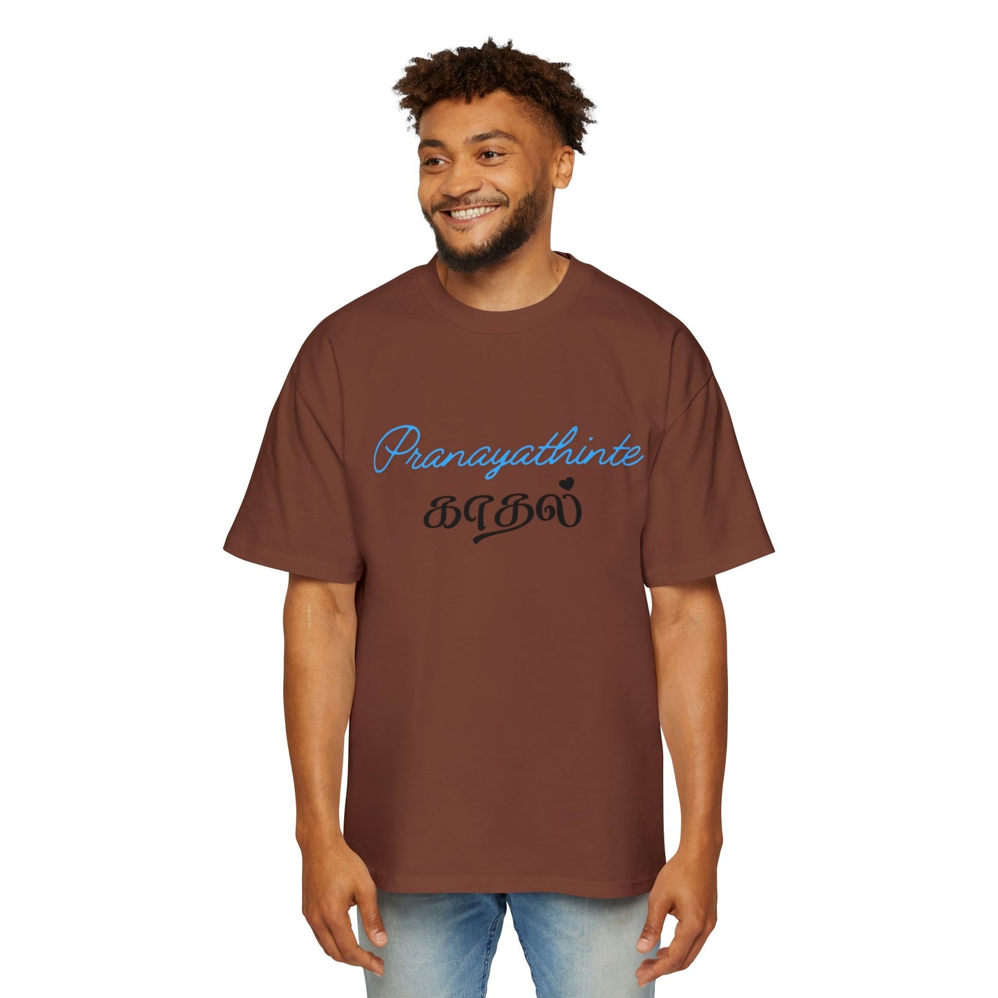 Tamil Script Relaxed Tee — "Pranayathinte Kadal" Oversized Men’s T-Shirt